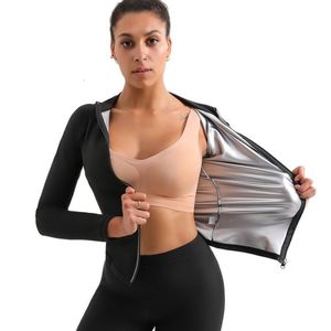 Taillen-Bauch-Former-Frauen-Sauna-Shrit mit Ärmeln Gym Sweat Suit Weight Loss Sauna Tops Vest Fitness Slimming Body Shaper Training Vest Workout 230413