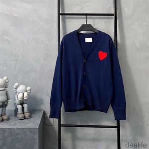 Amis Amiparis Cardigan Sweater Jacquard a Heart Coeur Love Sweat Am i Paris Casual Men Women Knit Hoodie Jumper 2023 Winter Fashion Amishirt Ashq