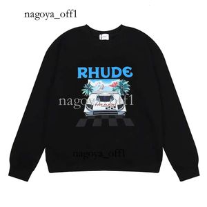 Designer Mens Rhude Hoodies Roundneck Printed Hoody Pullover Lång ärm High Street Terry Tyg Sweatshirt Autumn Casual Top Womens 468 175