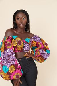 エスニック服2023夏のファッションスタイルアフリカン女性長袖ポリエステル印刷Tシャツ服