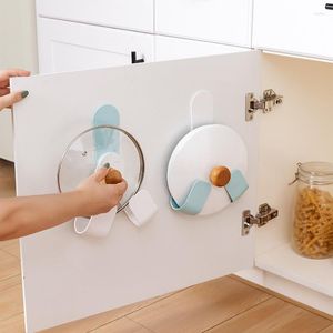 Kitchen Storage Rack Perforation-free Multifunctional Pot Cover Adjustable Wall-mounted Organizer