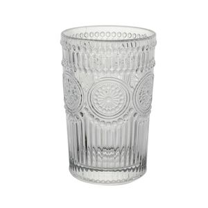 Ins Nordic Glass Water Cup Wind Retro Relief Phnom Penh Glass Roundひまわりウォーターカップコールドドリンクカップミルクティーショップジュースカップ