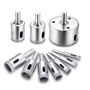 Freeshipping 10st/Lot Drill Bit Set 8-50mm Diamond Coated Core Hole Saw Borrbitar Tool Cutter för keramiska plattor Marmor Glass Granite Umxkh