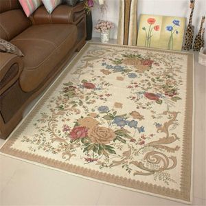 Carpets European Style Thick Delicate Floral Carpets For Living Room Decor Pastoral Area Rug Bedroom Home Floor Door Mat Big Carpet W0413