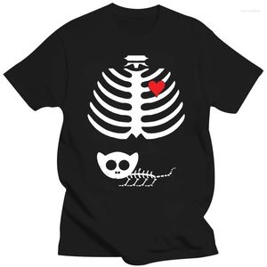 Herr t-skjortor halloween skelett kattunge moderskap graviditet t-shirt fest tee skjorta