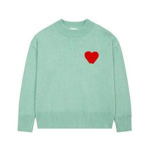 SWEATER AMIS PARIS MĘŻCZYZNY Kobiety Designerskie Koszule Koszule High Street Wydrukowano wzór serca okrągły szyję Knitwear Kobiety Am I Jumper AMIS 121