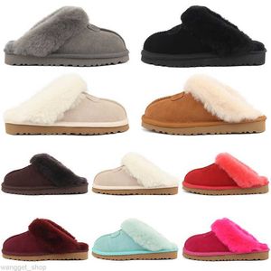 Designer snow slippers womens winter boots brown pink black grey blue purple solid color women lady girl classic slipper good