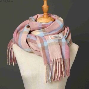 Scarves Female Blanket Foulard Bandana Autumn Men's Thick Wrap Scarves Winter Warm Cashmere Plaid Scarf Luxury Brand Fringe Large Shls YQ231114