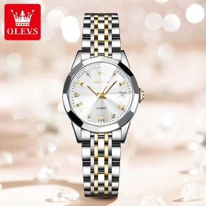 Womens Watches Olevs سيدات مشاهدة مرآة الماس الأصلي كوارتز مقاوم للماء مضيئة الفولاذ المقاوم للصدأ ساتز سيدات 231114