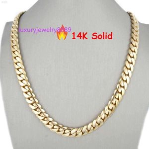 힙합 보석 디자인 럭셔리 커스텀 14K Real Yellow Gold Heavy Plain Miami Cub Link Chain을위한 링크 체인