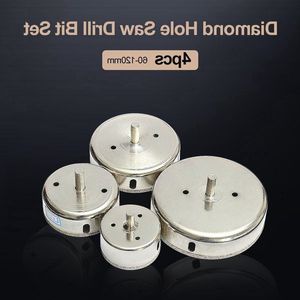 Freeshipping 4pcs 60/80/100/120 mm Elmas Delek Testere Kiremit Seti Matkap Bit Seramik Cam Karo Kesme Porselen Mermer Matkap Bit