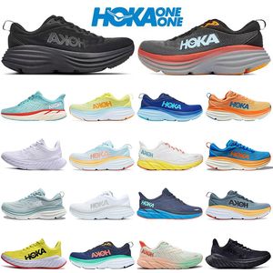 Nieuws Hoka One Bondi 8 Athletic Runners schoenen Hokas Clifton Black Wit Zomernummer Shell Coral Peach Lilac Marble Champagne White Real Teal Aquarel Sneakers Trainers