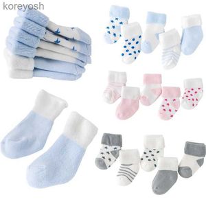 Barnstrumpor 5Pair/Lot New Boy and Girl Baby Thick Newborn Autumn and Winter Warm Foot Sockl231114