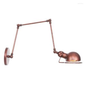 Lampa ścienna vintage przemysłowe żelazne ramię zamachu ramię regulowane długie lampy różowe złotą górę pacuj sypialnię salonu