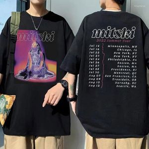 Męskie koszulki MITSKI Mystery 2023 Tour Hip Hop Black Dwustronne wydrukowane koszulki krótkie rękawy mężczyźni Kobiet Kobietowa koszula unisex moda