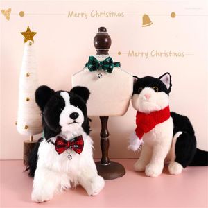 Hundehalsbänder Weihnachtshalsband mit Fliege, verstellbar, klassisch, kariert, Fliege, Glocke, Rot, Grün, Haustier für Hunde, Katzen, Haustiere