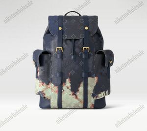 Projektant Luksusowe plecaki Christopher Rucksack Macassar Rucksack Bag podwójne ramię w szkolne torba M46805 Niebieskie kolory Wysoka pojemność do podróży