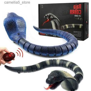 Electric/RC Animals Electric Induction RC Snake Toy Cat Toy Infrared Remote Control Snake Animal Trick skrämmande Mischief Kid Toy Funny Novelty Toy Q231114