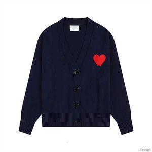 Cardigan tröja är jag Paris mode amiparis varumärke mens designer stickad svett broderat rött hjärta stor kärlek amisweater women hoodie hoody amis x57k