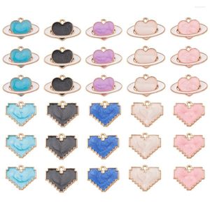 Charms 80pcs/box Alloy Enamel Colourful Love Heart Pendant For DIY Jewelry Making Necklace Earrings Supplies