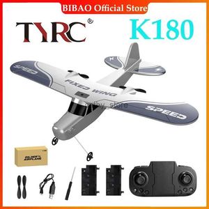 Aircraft Modle Tyrc K180 RC Plan 2.4G med LED -lampor Flygplan Remote Control Flying Model Glider Epp Foam Toys For Children Gifts Airplanel231114