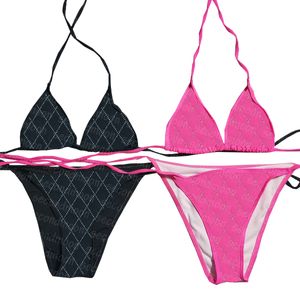 Parlak Rhinestone Bikinis Seti Kadınlar Split Mayo Seksi Halter Mayo Tasarımcı Mayo Takım