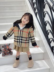 BBR2023Autumn and winter High end down jacket with hood and large plaid down jacket kids clothes boys clothes girls designer clothes Christmas gift simbakids