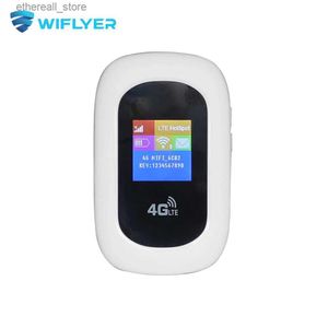 Routers Wiflyer Mini 4G Router SIM -kort 150 Mbps WiFi Hotspot Portable LCD Display med Battery 2.4 GHz 10 Användarenhet för EU Asia Brasilien Q231114