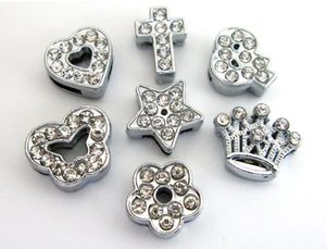 Charms 100Pcs/Lot 8mm Slide Charms Bracelet Making Stars Heart Flower Fit Pet Collars Wristbands Keychain DIY Accessory Gift 231113