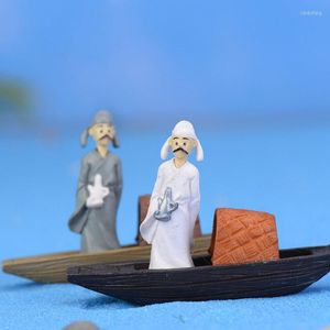 Figurine decorative Vintage Poet Take Boat Miniature Garden Decor Home Case Decorazione Artigianato Accessori fai da te