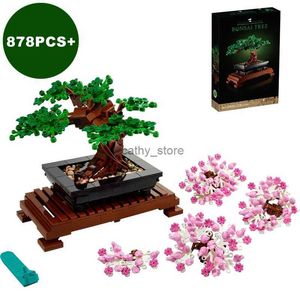 Fordonsleksaker MOC Creative Bonsai Tree Building Blocks Bricks Flower Bouquet Model Decoration Plant Potted Ideas Toys Gift Kids Set Fit 10281L231114