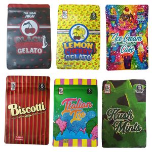 Wholesale Resealable Plastic Retail Package Cali Packs 3.5g Flower Mylar Bag  Purple Punch Mac1 Black Cherry Gelato Ice Cream Cake Dry Herb Tobacco  Flower Foil Poly Bags From Zf520, $0.11