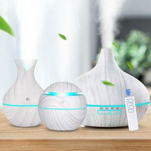 FreeShipping 3-Piece Set White Wood Grain Air Humidifier Aroma Essential Oil Diffuser Ultrasonic Cool Mist Purifier 7 Color Change LED Jkit