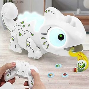 Electric/RC Zwierzęta zdalne kameleon zabawka realistyczna zwierzę RC Robot Chameleon zabawka elektroniczna zwierzęta samochodowe zabawka dla dzieci Prezenty urodzinowe Q231114