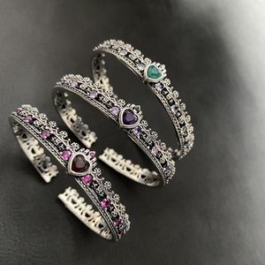 Queen Heart 925 Стерлинговые серебряные бревенчатые манжеты бриллиантовые вечеринки браслеты браслеты для женских свадебных свадебных доступных