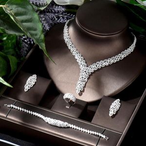 Halsband örhängen set hibride design lång pendell cz full för kvinnor brud bröllopstillbehör pendientes de fiesta n-1100