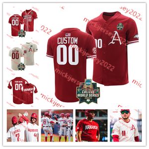 Tavian Josenberger Jared Wegner Arkansas Baseball Jersey Peyton Stovall Custom Stitched Mens Youth Brady Slavens Jace Bohrofen Kendall Diggs Arkansas Maglie