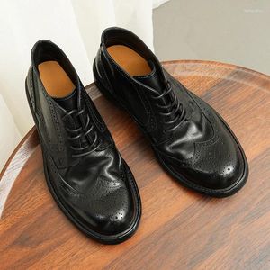 Ботинки, роскошные мужские кожаные ботинки до щиколотки, брендовые качественные качественные броги ручной работы, модные свадебные туфли в деловом стиле, мужская обувь