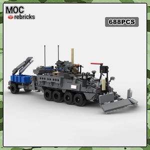 Block MOC162080 US Army Engineering Support Vehicle Building Block M1257A1 Squad Model Technology Brick Toy Gifts 231114