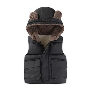 Жилет, куртка без рукавов с капюшоном для девочек, осенне-зимний толстый теплый жилет, детское пальто на пуху для мальчиков 16 лет 231113