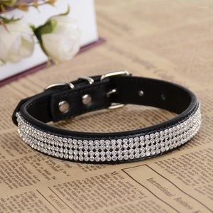 Hundehalsbänder Diamante Strass Halsband Mode Rosa Schwarz Leder Für Hunde Verstellbar Kleine Haustierprodukte Tiere