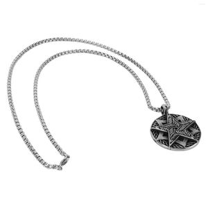 Chains Plain Men's Titanium Steel Necklace Star Shaped Pendant Neck Decoration Chain W