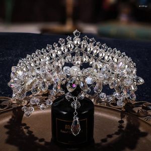 Grampos de cabelo romântico espumante estilo barroco vestido de casamento nupcial headwear colorido strass feminino coroa brincos conjunto aniversário bola presente