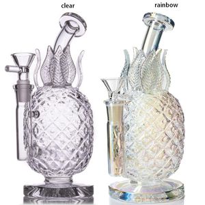 20 cm di altezza Bong ananas Narghilè Tubi d'acqua Gorgogliatore Recycler Dab rig Occhiali da fumo Tubo con giunto da 14 mm