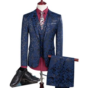 Men s Suits Blazers Men Suit Business Leisure Single Breasted 3 Pieces Sets Male Printing Groom Wedding Dress Jacket Coat Vest Pants 231114