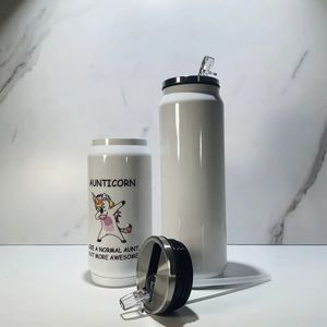 DIY Sublimação Cola pode garrafa térmica de água de parede dupla copo de aço inoxidável isolado a vácuo com tampa em branco