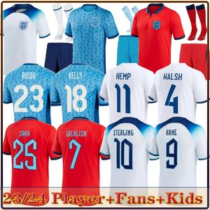 2023 2024 Inglaterra Toone Jerseys de futebol Angletere Copa do mundo Camisa de futebol feminino Kirby White Bright Mead 22 23 24 Kane Sterling Rashford Sancho Men Grealish Kids Kit