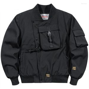 Men's Jackets Men's Pilot Jacket Chest Pocket Functional Cargo Baseball Coat Oversized Hip Hop Tactical Bomber