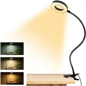 Bordslampor Klippljus Lässljus LED CLAMP-ON Desk Lamp med 3 färglägen och 10 ljusstyrka Dimbar flexibel för videokonferens