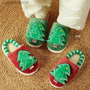 Pantofola Suefunskry Pantofole invernali per bambini per bambini Albero di Natale Pantofole soffici e calde in peluche Scarpe da casa antiscivolo per bambini Interni ed esterniL231114